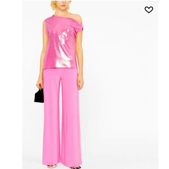 Norma Kamali Wide Leg Trousers Medium Orchid Pink - Picture 12 of 16